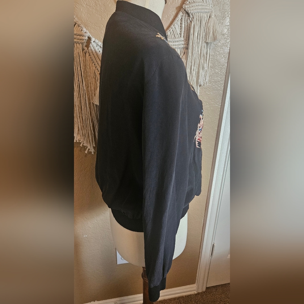 Johnny Was LA Vintage Silk Embroidered Bird Jacket Blk SZ S NO LOW OFFERS - Picture 8 of 11